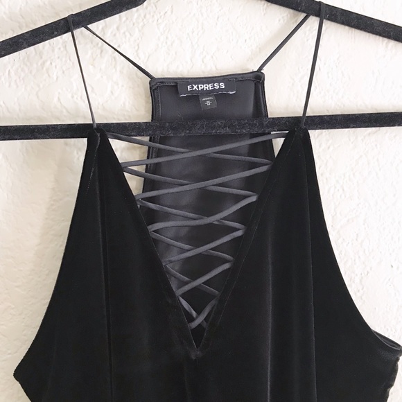Express Tops - Express / Black Velvet Criss Cross Tank Top